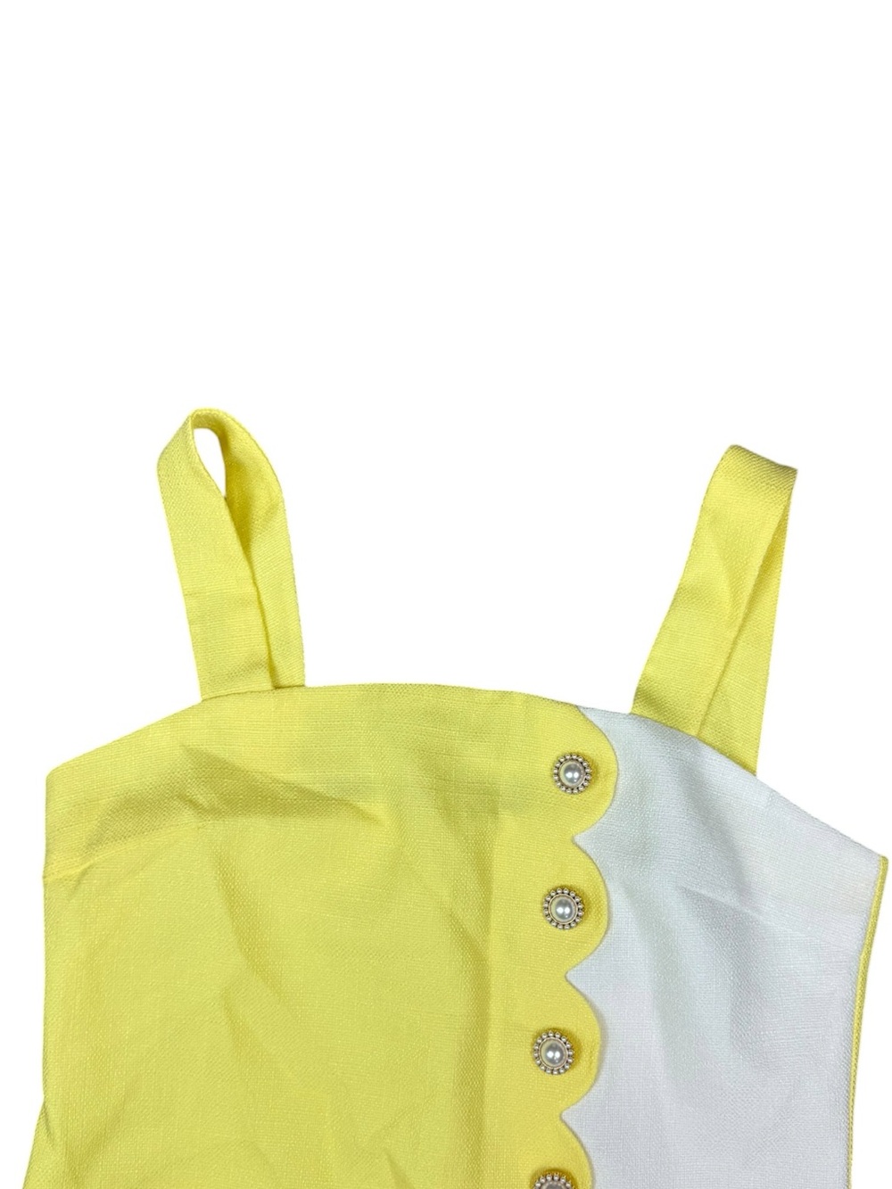SSYS The Lebel Yellow & White Colorblock Mini Dress with Button Trim - Picture 5 of 9
